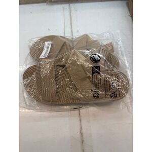 Woven Rope Slide Sandals Khaki Tan Slip On Beach Shoes Women Size 41 NEW